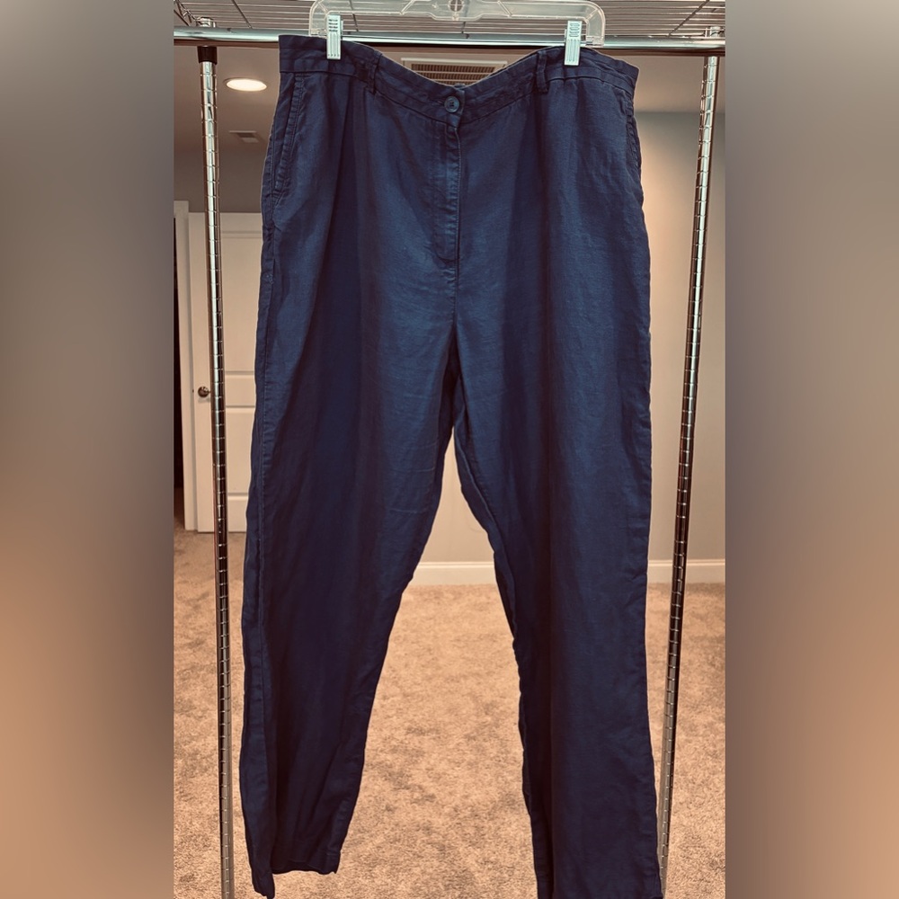 L.L. Bean classic fit 100% linen pants denim plus size 20 reg
